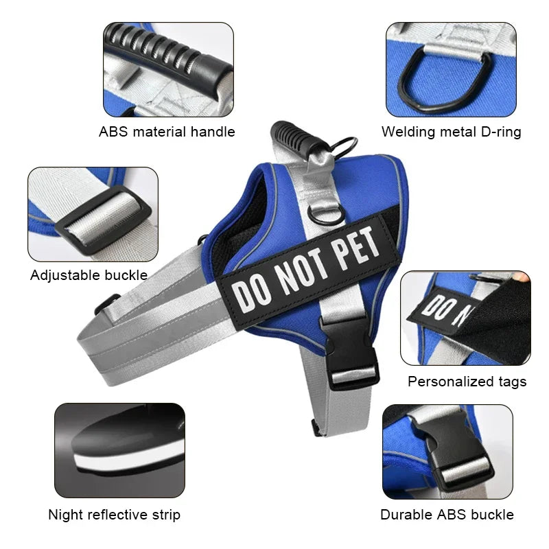 KOMMILIFE Adjustable Personalized Reflective Breathable Pet Dog Harness Vest For Small Medium Large Dogs
