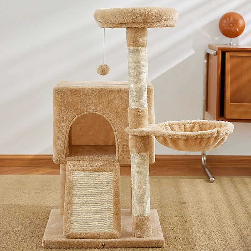 Luxury Multi-Level Cat Tree - Double Condos, Hammock & Sisal Scratching Posts