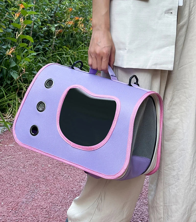 Portable Foldable Cat Carrier - Breathable Shoulder Bag for Small Pets