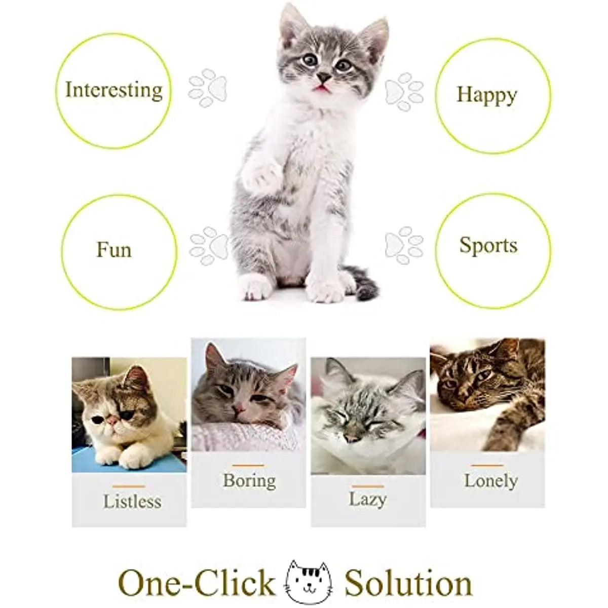 ATUBAN Smart Sensing Cat Toy - Automatic Feather Wand & Mouse