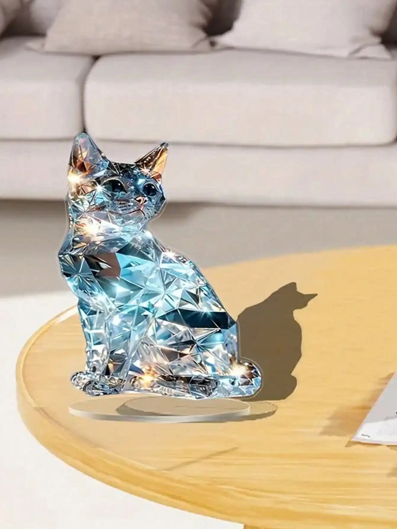 Elegant Cat Table Sculpture - Classic Animal-Themed Home & Office Decoration