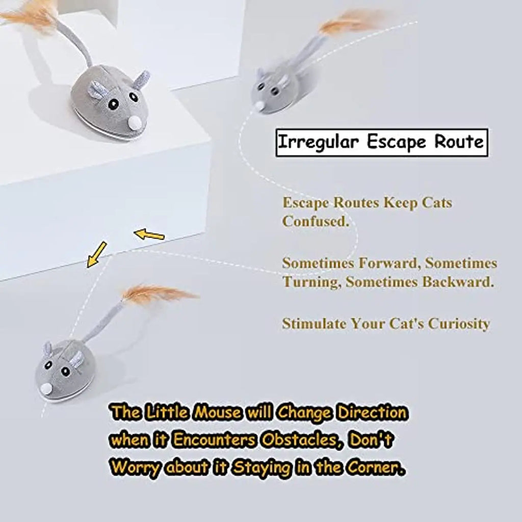 ATUBAN Smart Sensing Cat Toy - Automatic Feather Wand & Mouse