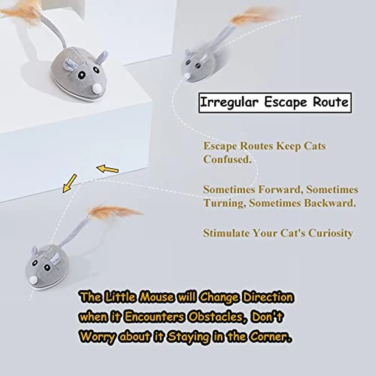 ATUBAN Smart Sensing Cat Toy - Automatic Feather Wand & Mouse