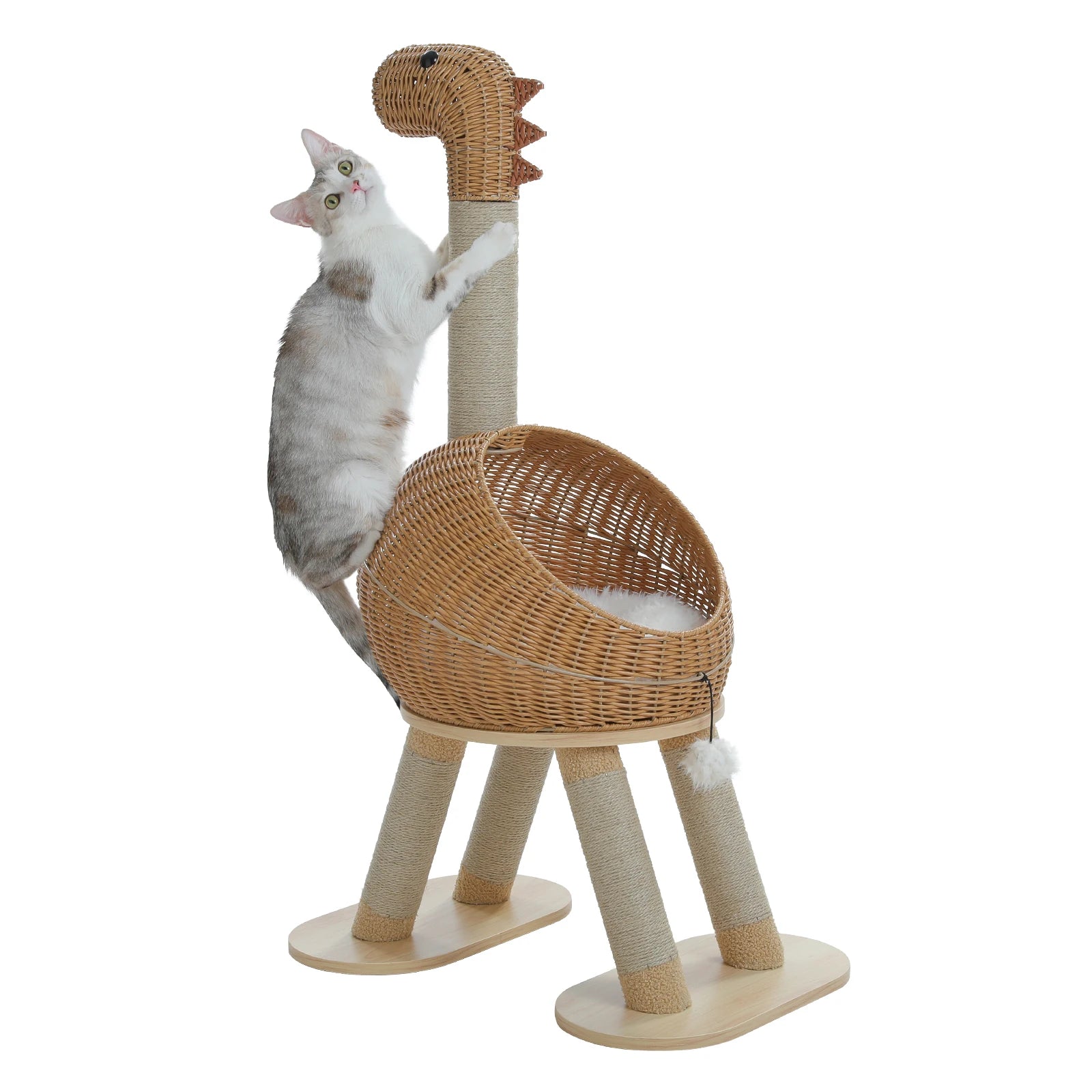 Dinosaur Cat Tree Tower - 116cm Multi-Level Scratching Post