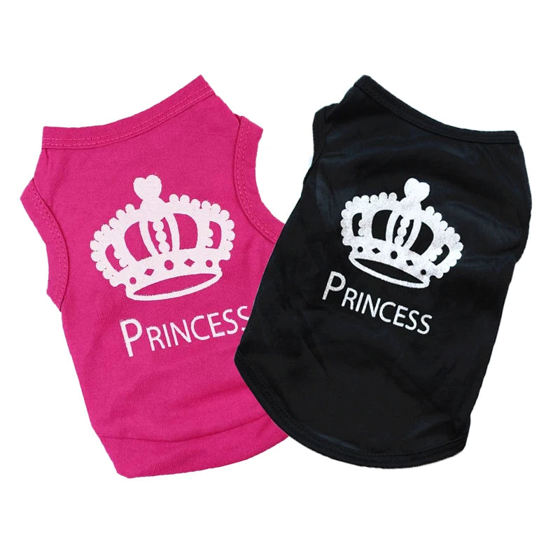 Princess Crown Dog T-Shirt - Summer Vest for Small Dogs & Cats