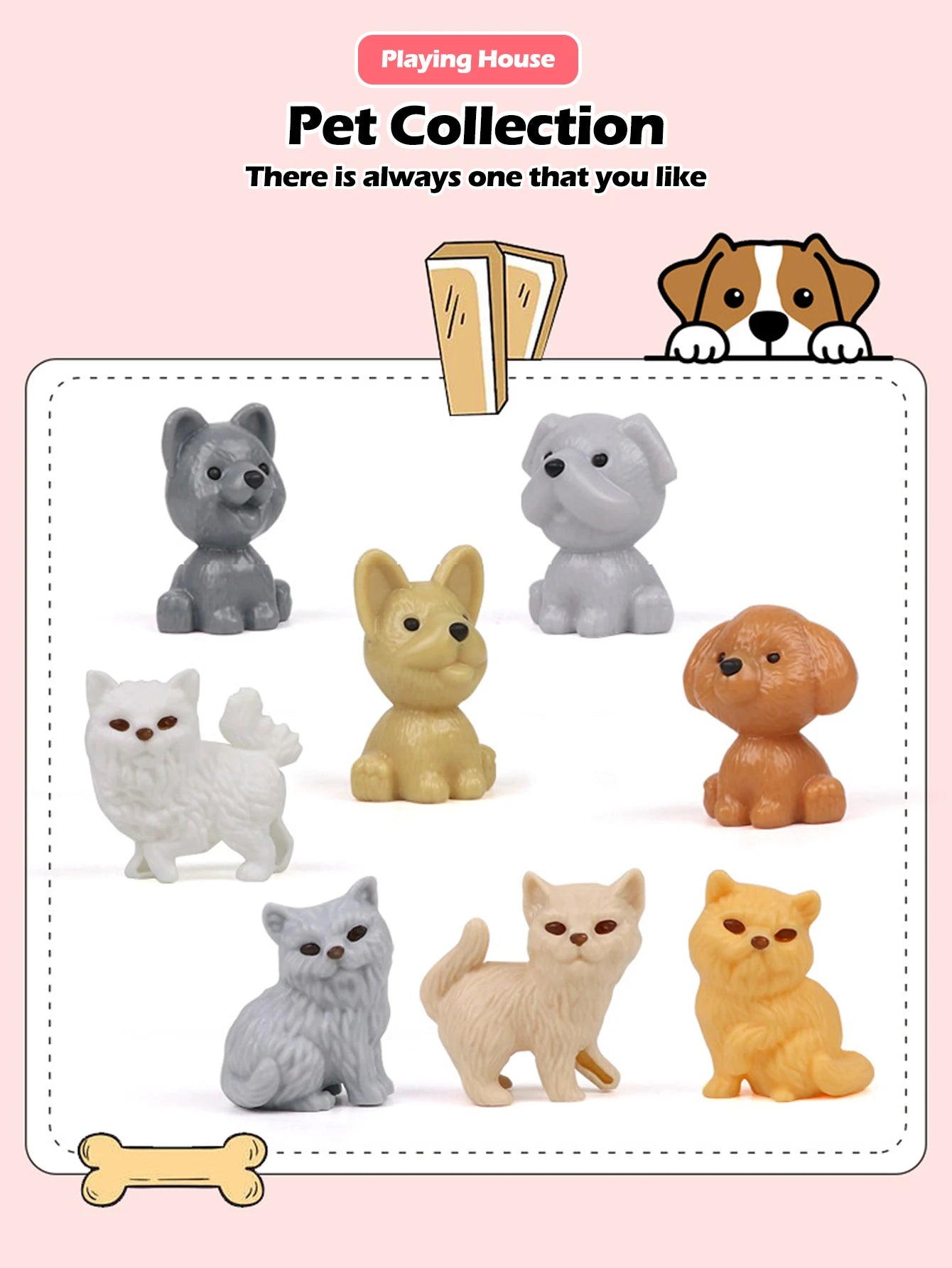 Dog Pet Family Toy Set - Miniature Playset