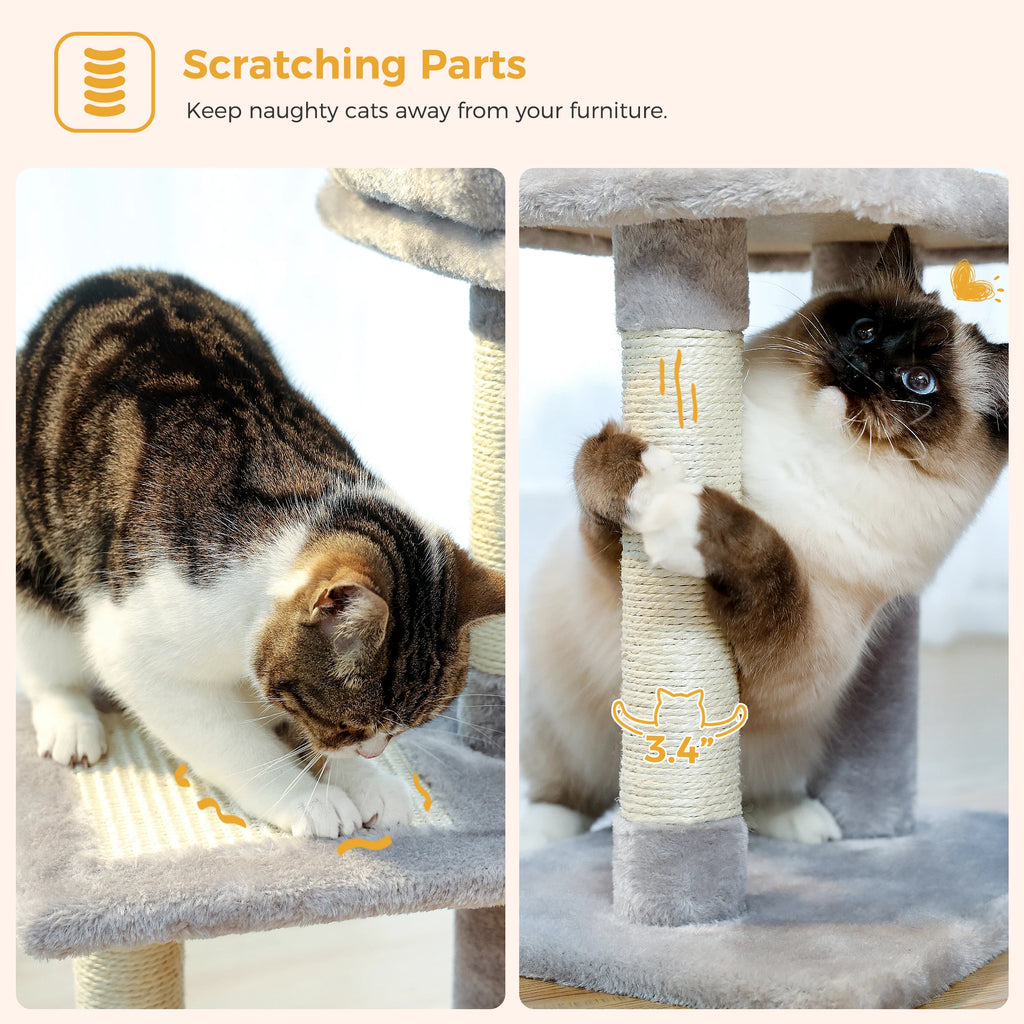 Multi-Level Cat Activity Tree with Scratching Posts & Hammock