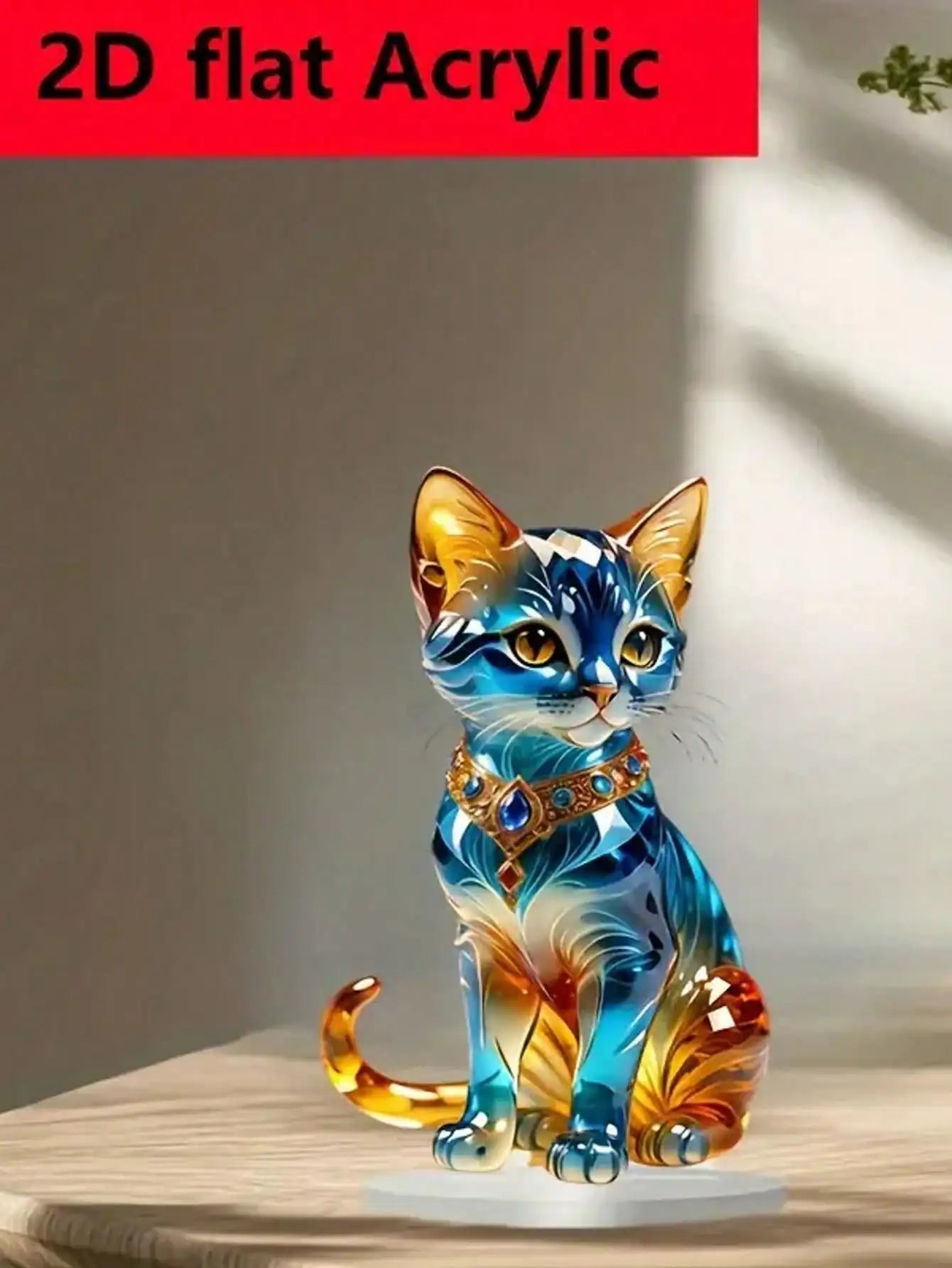 Elegant Cat Table Sculpture - Classic Animal-Themed Home & Office Decoration