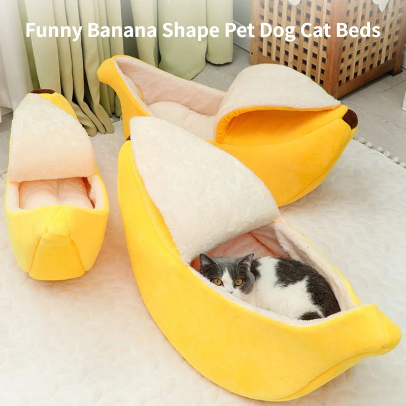 Banana-Shaped Cat Bed - Funny & Cozy Pet House
