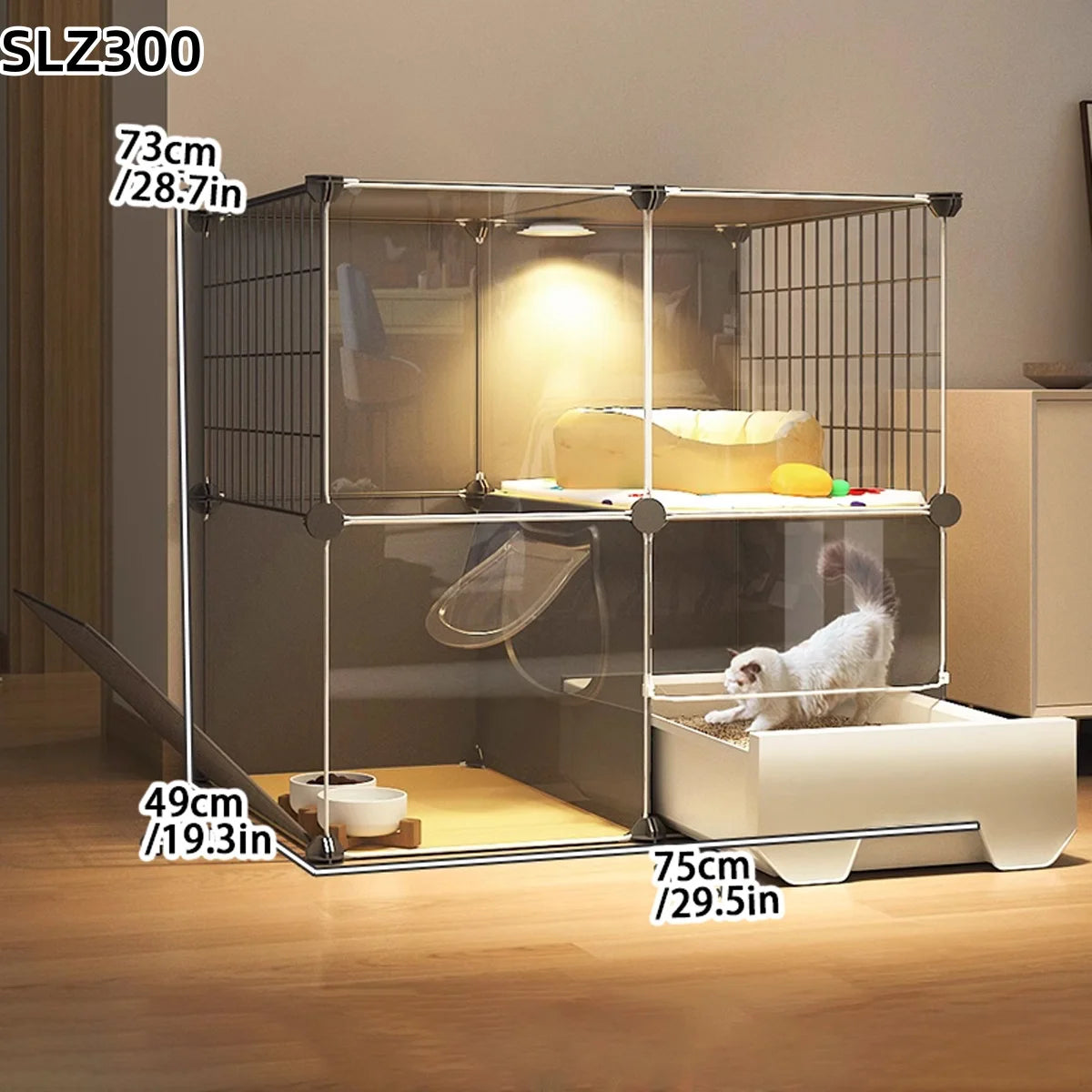 Indoor Cat Cage Villa with Litter Box