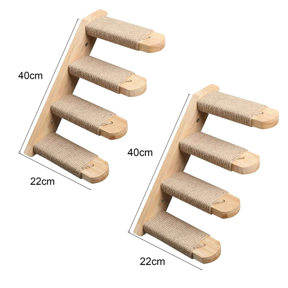 Wall Mounted Cat Shelves - Scratching Post & Climbing Platform Set