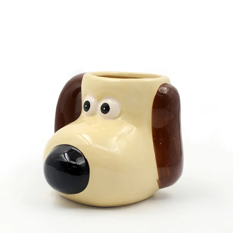 3D Cartoon Dog Ceramic Mug - High Capacity