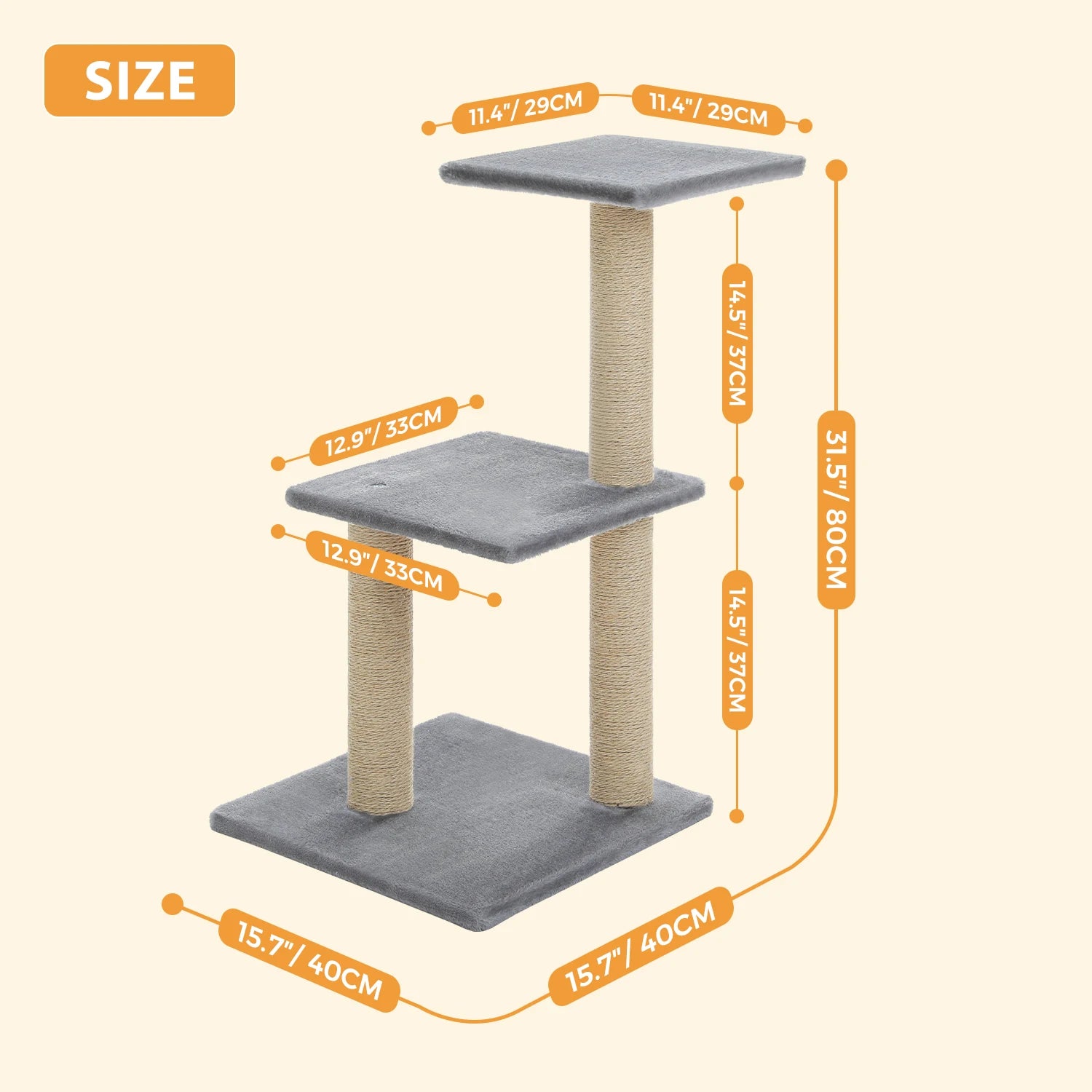 Multi-Level Cat Activity Tree with Scratching Posts & Hammock
