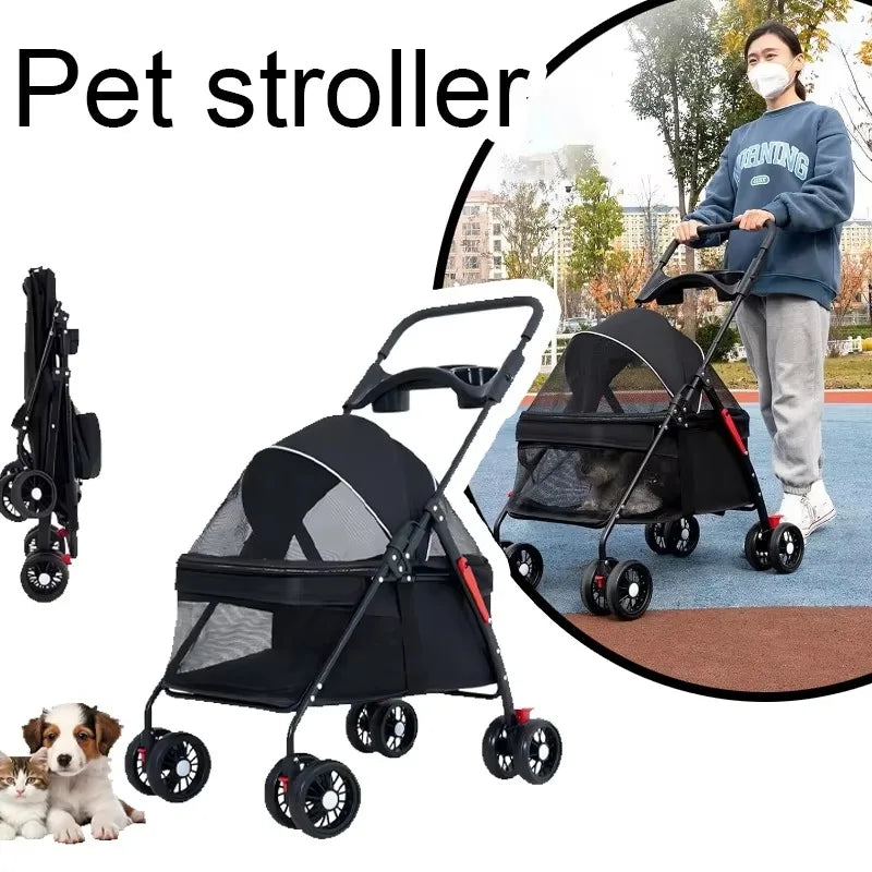 Lightweight Pet Stroller - Foldable for Dogs & Cats Outdoor Travel