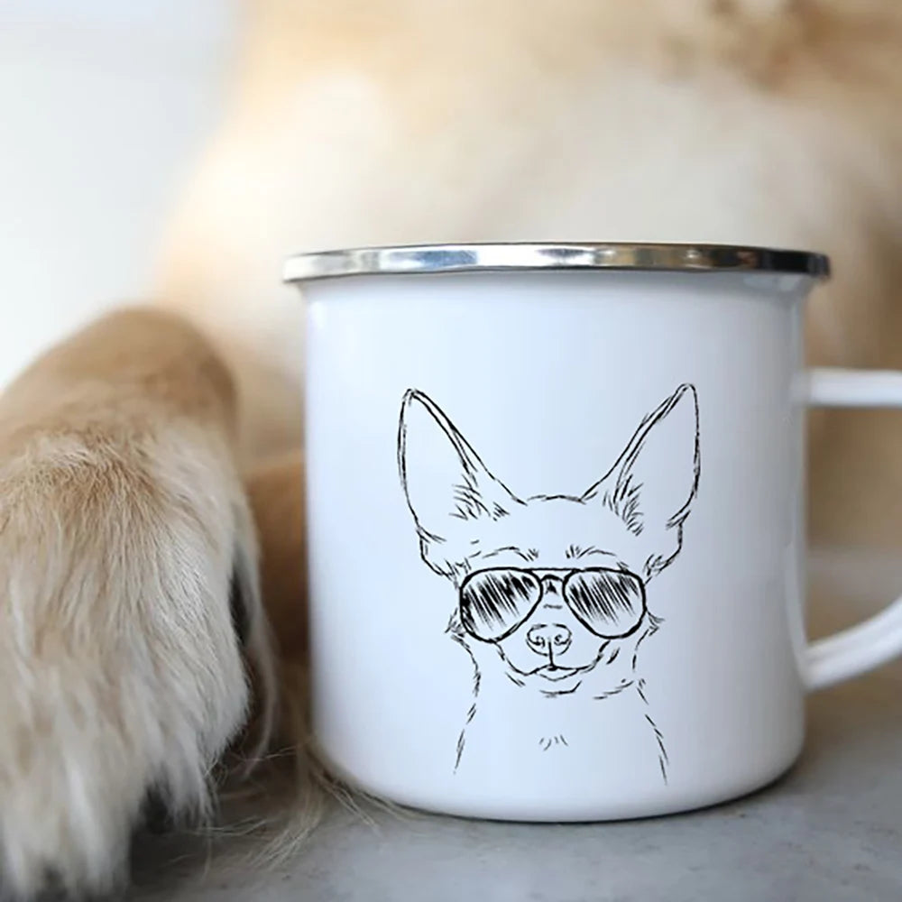 Dog Print Enamel Mug - Funny Bulldog Design