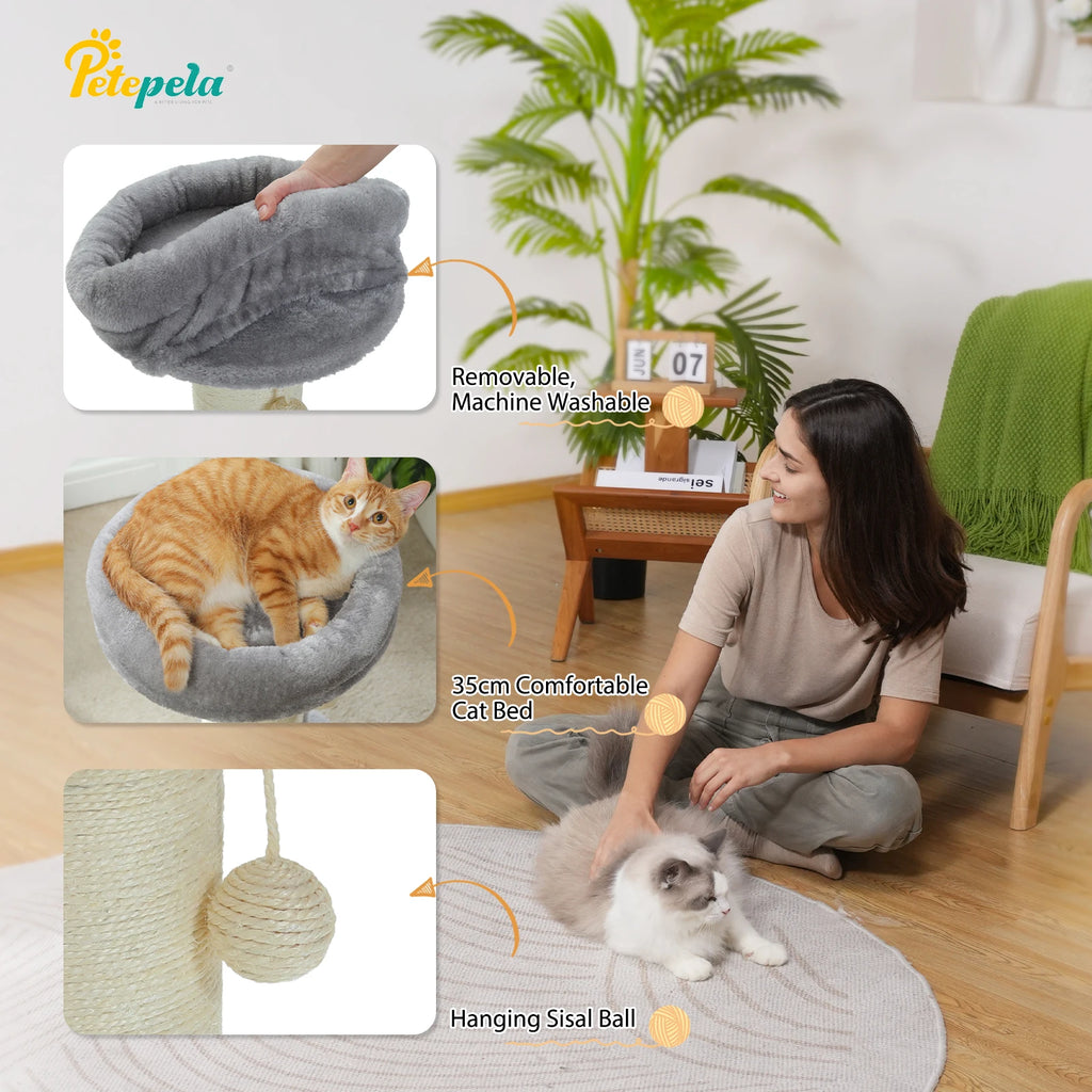 Pink Flower Cat Tree - Compact Sisal Scratching Post for Indoor Cats