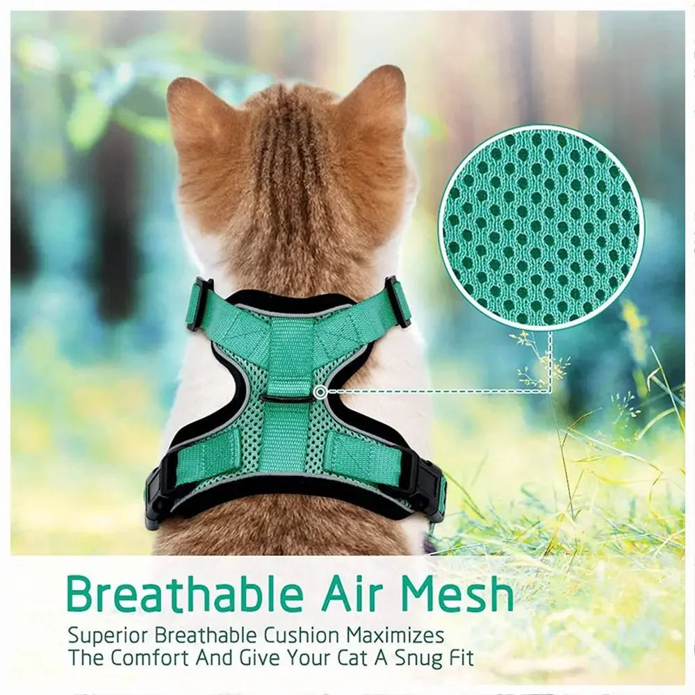 Escape-Proof Cat Harness & Leash Set - Breathable Vest with Reflective Strips