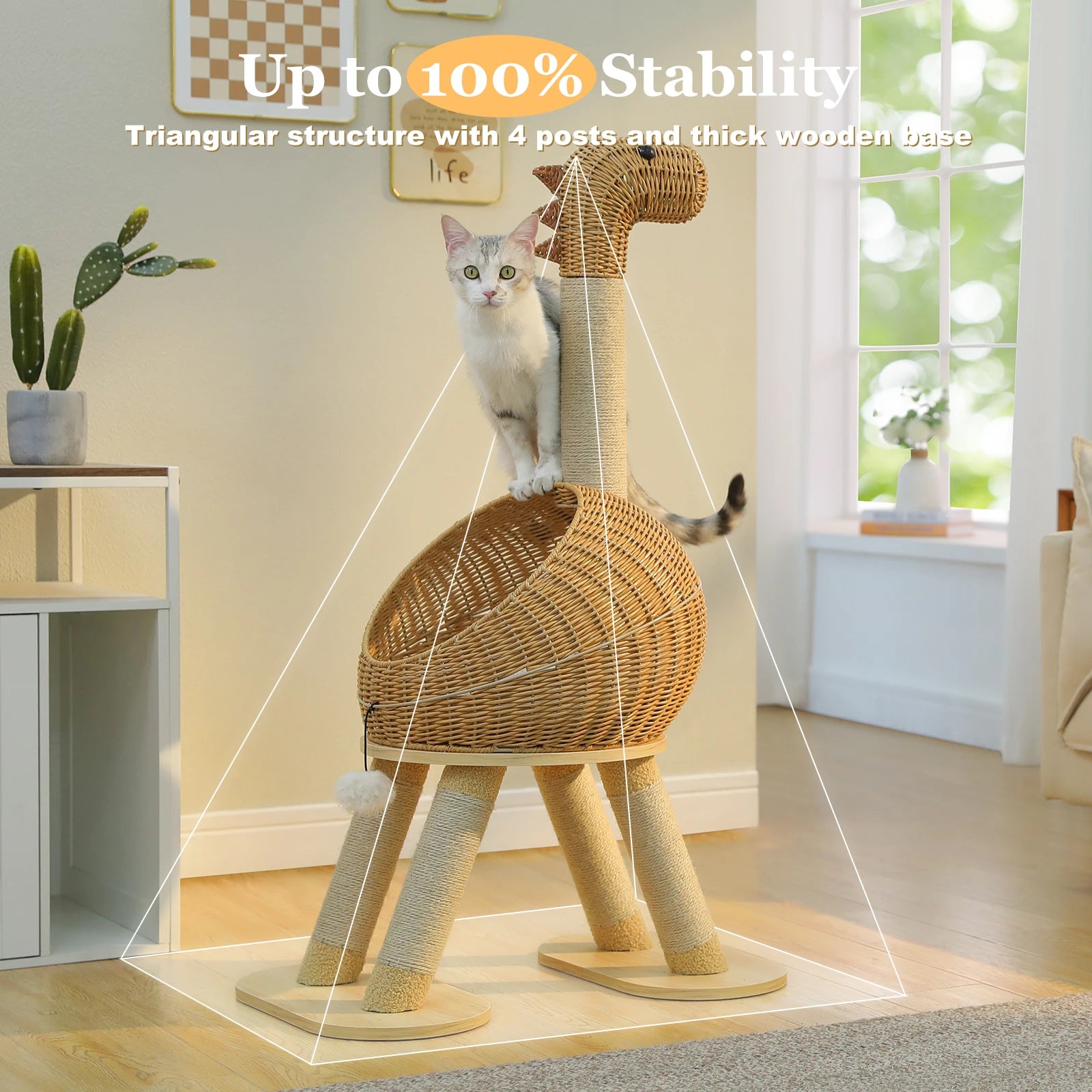 Dinosaur Cat Tree Tower - 116cm Multi-Level Scratching Post