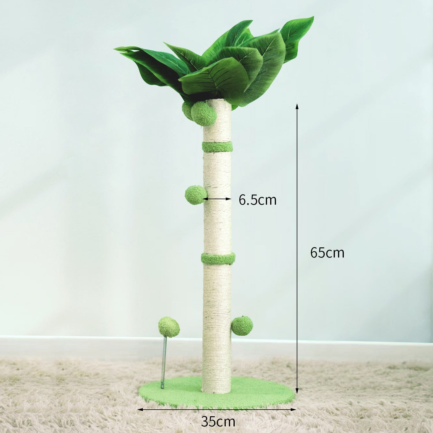 Tall Cat Scratching Post - 65cm Premium Sisal Tree with Interactive Toys