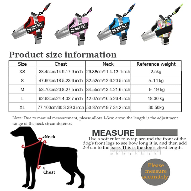 KOMMILIFE Adjustable Personalized Reflective Breathable Pet Dog Harness Vest For Small Medium Large Dogs