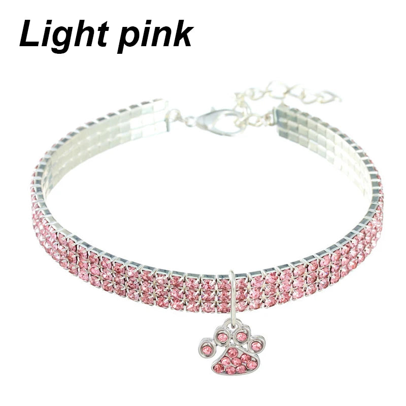 Cat Rhinestone Diamante Collar Necklace for Kitten Cute Bling Pet Necklace for Small Medium Pet Pink Party Gifts Cat Necklace