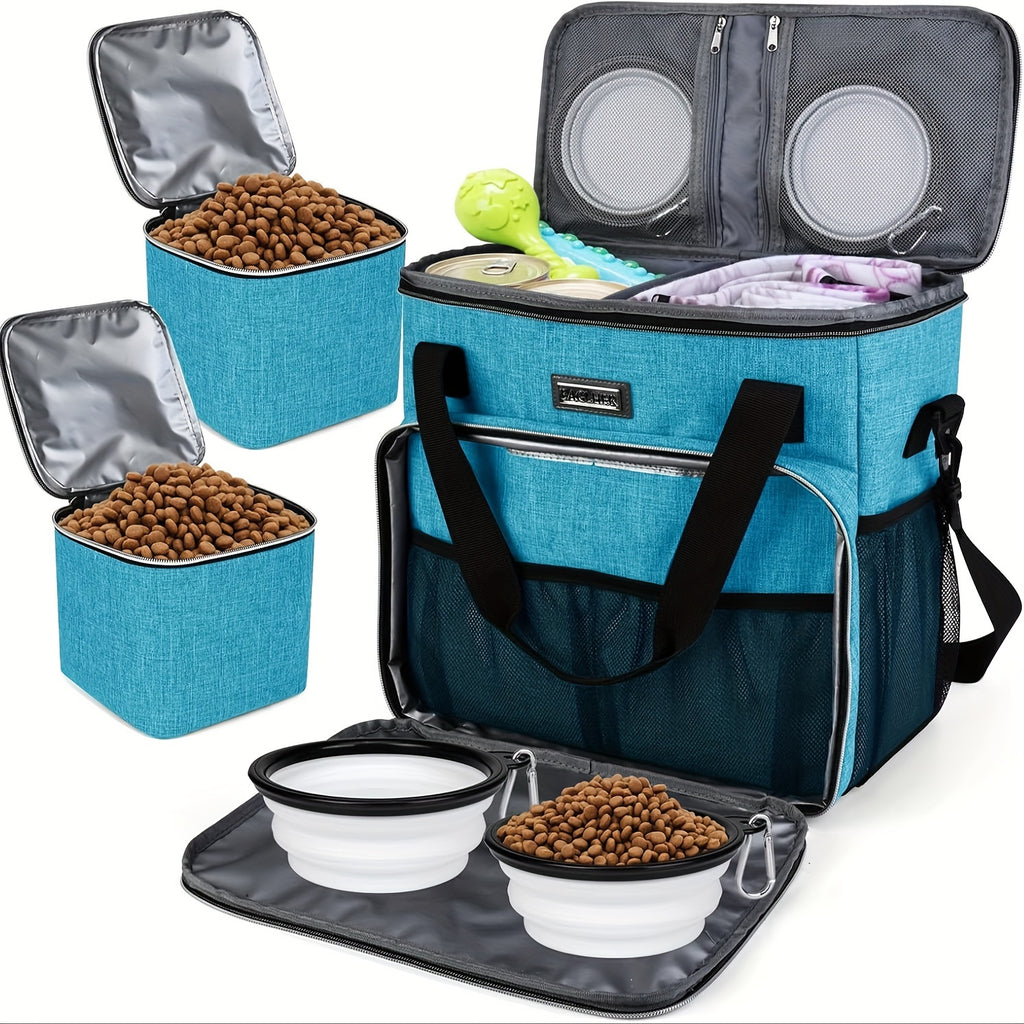 Pet Travel Bag with Bowls and Food Baskets