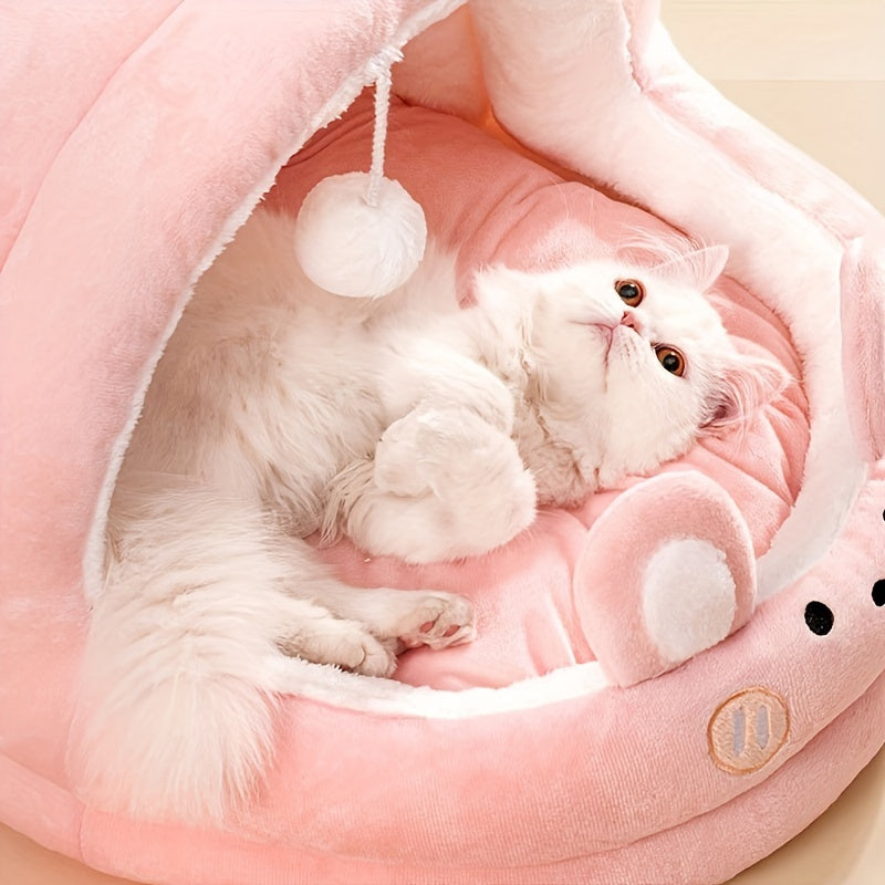 Cozy Cat Cave Bed - Semi-Enclosed Pet Nest