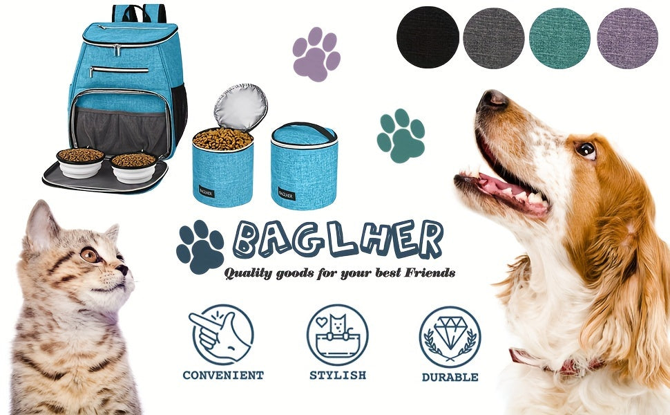 Dog Travel Backpack - Airline Approved with Bowls & Food Baskets