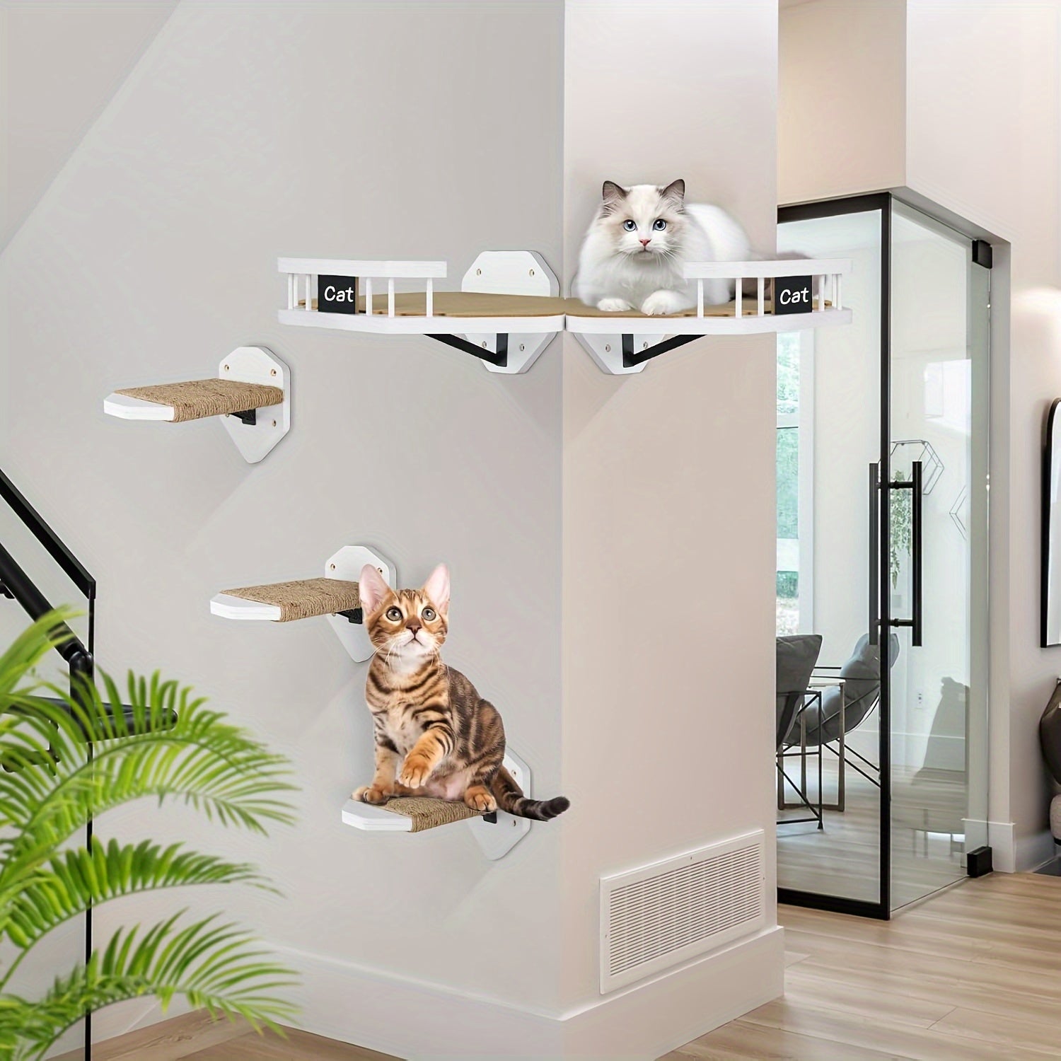 5-Piece Cat Wall Furniture Set - Shelves, Steps & Hammock
