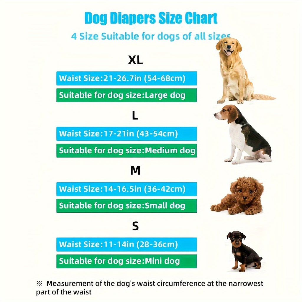 6-Pack Washable Male Dog Belly Bands - Leak-Proof Diapers
